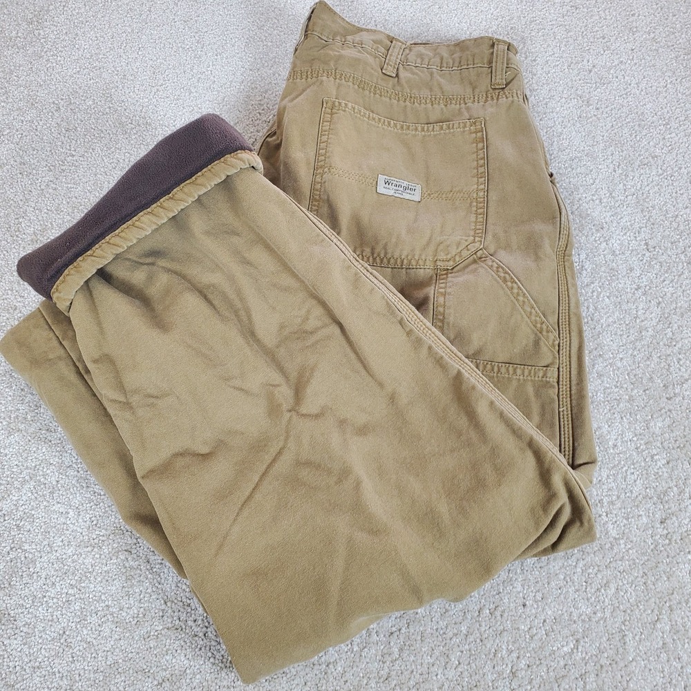 Wrangler Fleece Lined Carpenter Jeans Brown 34X34 Actually Measures 34.5X32
